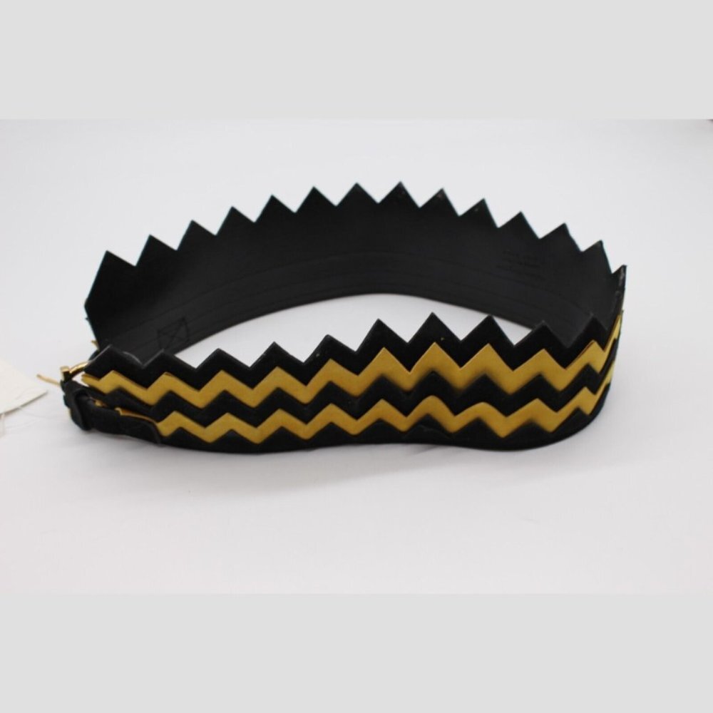 $725 Salvatore Ferragamo Belt - Black/Yellow Suede Leather Womens Size 75 defect